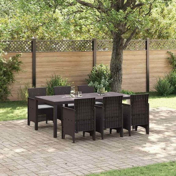 vidaXL Garden Dining Set 7 pcs Brown Polt rattan