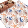 thumbnail image 2 of Summer Washable Living Room Rugs 5'x7', Retro Yellow Blue Ocean Shell Starfish Conch Low Pile Throw Large Area Rugs Non-Slip Sturdy Edge Binding Carpet for Dining Room Bedside Kitchen, 2 of 9