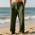 thumbnail image 4 of DPTALR George Men's Wide Leg Knit Waist Striped Lounge Workout Pants Comfy Elastic Waist,Army Green Big and Tall Men XL, 4 of 9