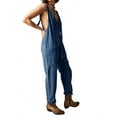 thumbnail image 5 of Sleeveless V-Neck Women Casual Denim Jumpsuit With Pocket, 5 of 5