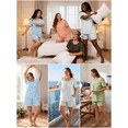 thumbnail image 6 of SHOWMALL Women's Plus Loungewear Set 2 Piece Floral Pajama Short Sleeve Tops and Shorts Purple Chrysanthemum 3X Soft Sleepwear with Pockets, 6 of 9