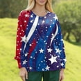 thumbnail image 2 of Scrub Jacket for Women 4th Of July Long Sleeve Snap Front Patriotic Star and Stripes Printed Independence Day Nurse Uniforms Workwear Tops with Pockets, 2 of 6