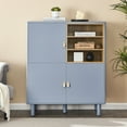 thumbnail image 5 of Storage cabinet, Modern Floor Cabinet with rounded corners and solid wood round legs,modern sideboard cabinet with door,eather handle drawer cabinet for Bedroom, Living Room, Blue, 5 of 7