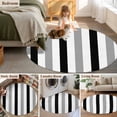 thumbnail image 6 of Black Gray Striped Large Area Rugs for Bedroom Living Room, Soft Non Slip Carpet Bedside Rug, Farmhouse Stripe Art Round Floor Cover Kitchen Accent Rug 6' for Dining Room/Office, 6 of 9