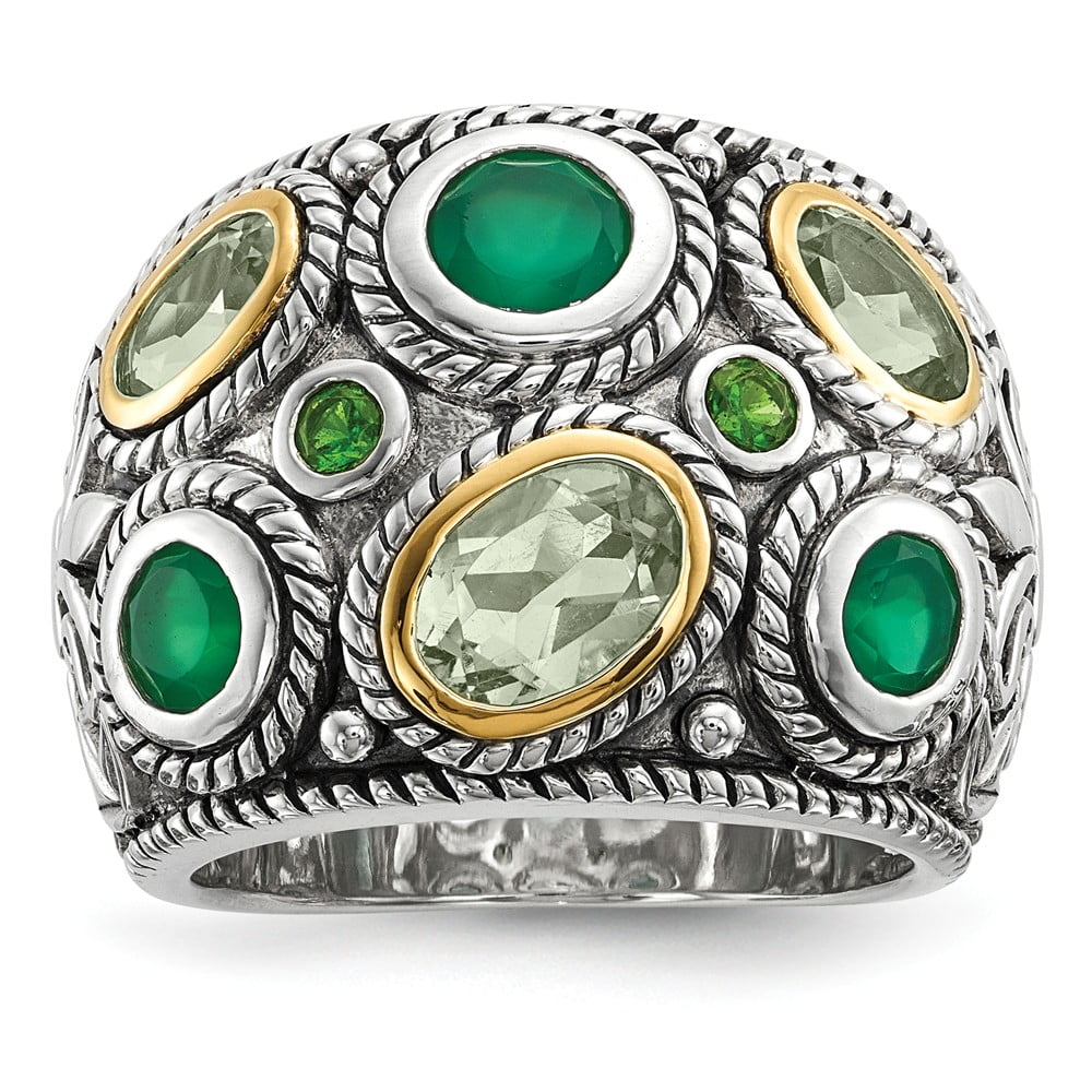 Mia Diamonds 925 Sterling Silver and 14k Yellow Gold Antiqued Onyx Ring Mia Diamonds 925 Sterling Silver and 14k Yellow Gold Antiqued Onyx Ring