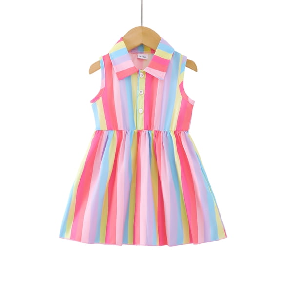 Baby Girls Clothes Toddler Girls Stripe Dress 3T Girls Summer Dress 4T Girls Sundress Sleeveless Dress Multicolor