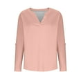 thumbnail image 7 of HAiming Blouses for Women Dressy Casual 3/4 Length Sleeve V Neck Solid Color Loose Tops Basic Shirt Fall Trendy Clothes, 7 of 7