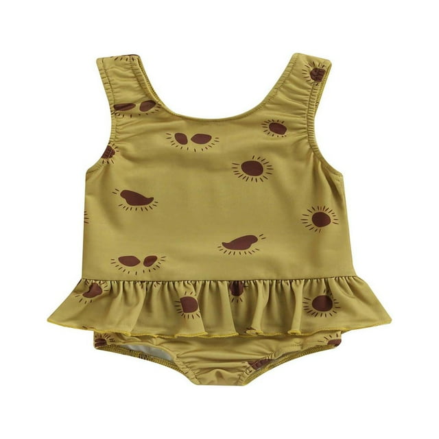 Maillot de Bain pour Bébé Fille Sans Manches à Encolure