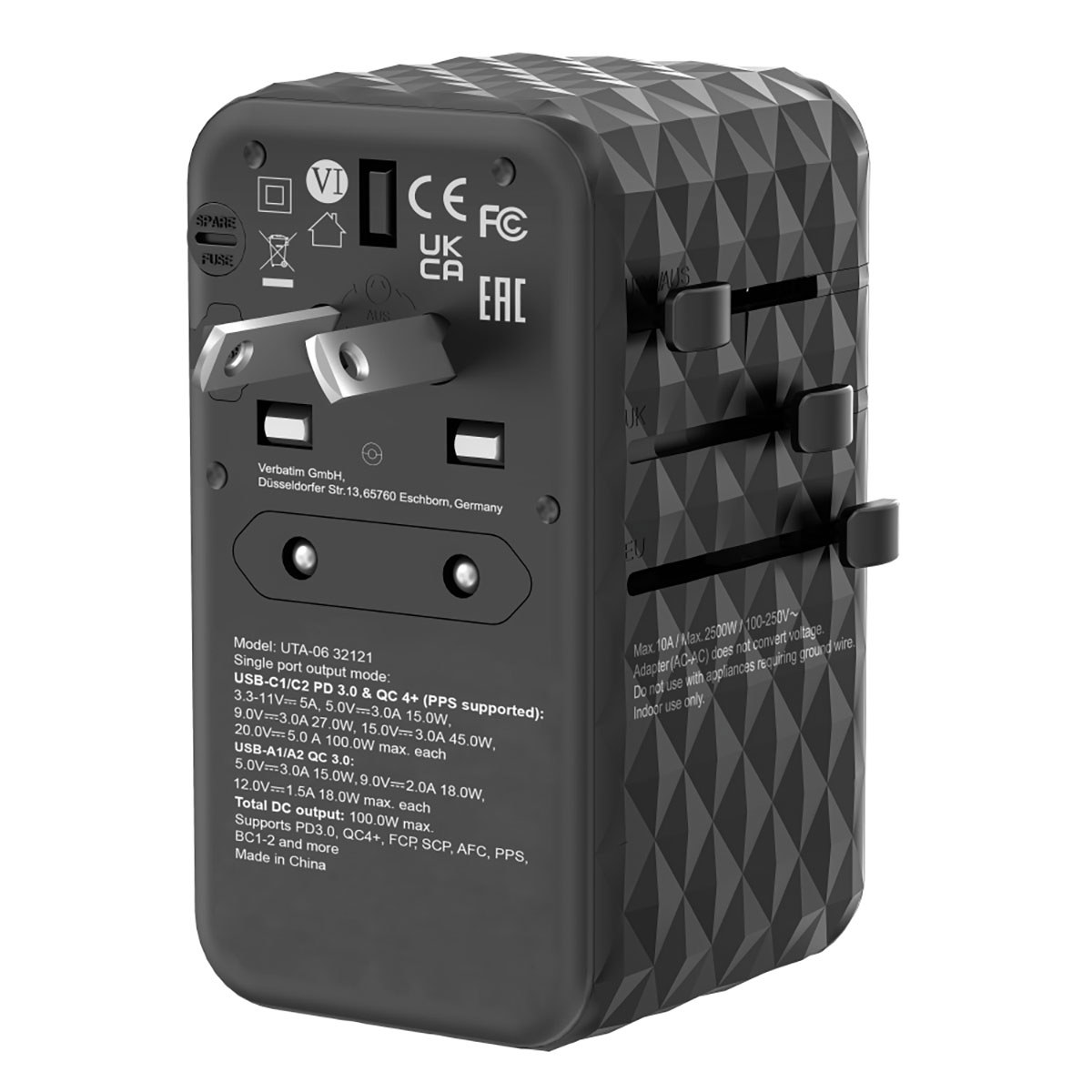 UTA-06 Gan III 2-USB-A/2-USB-C/Quick Charge 4plus Universal Travel Adapter