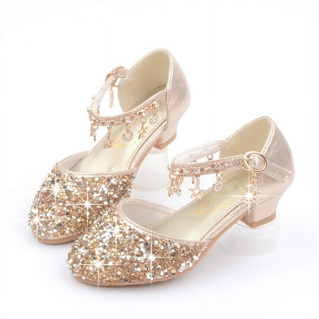 

SHYPM XGeek Princess Shoes Girls Heels Princess Dress Up Shoes Little Girl Dress Shoes-37/23cm