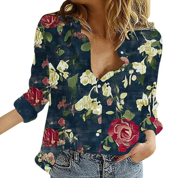 Jxximdong Button Up Shirts Women Womens V Neck Roll Up Sleeve Down Blouses Tops Green Spring Tops L