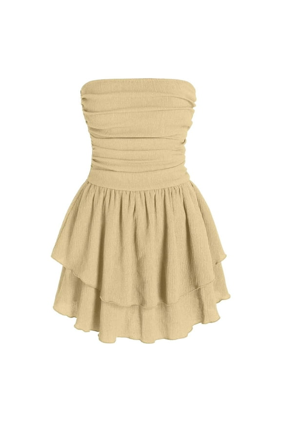 Strapless Textured Ruffle Mini Dress