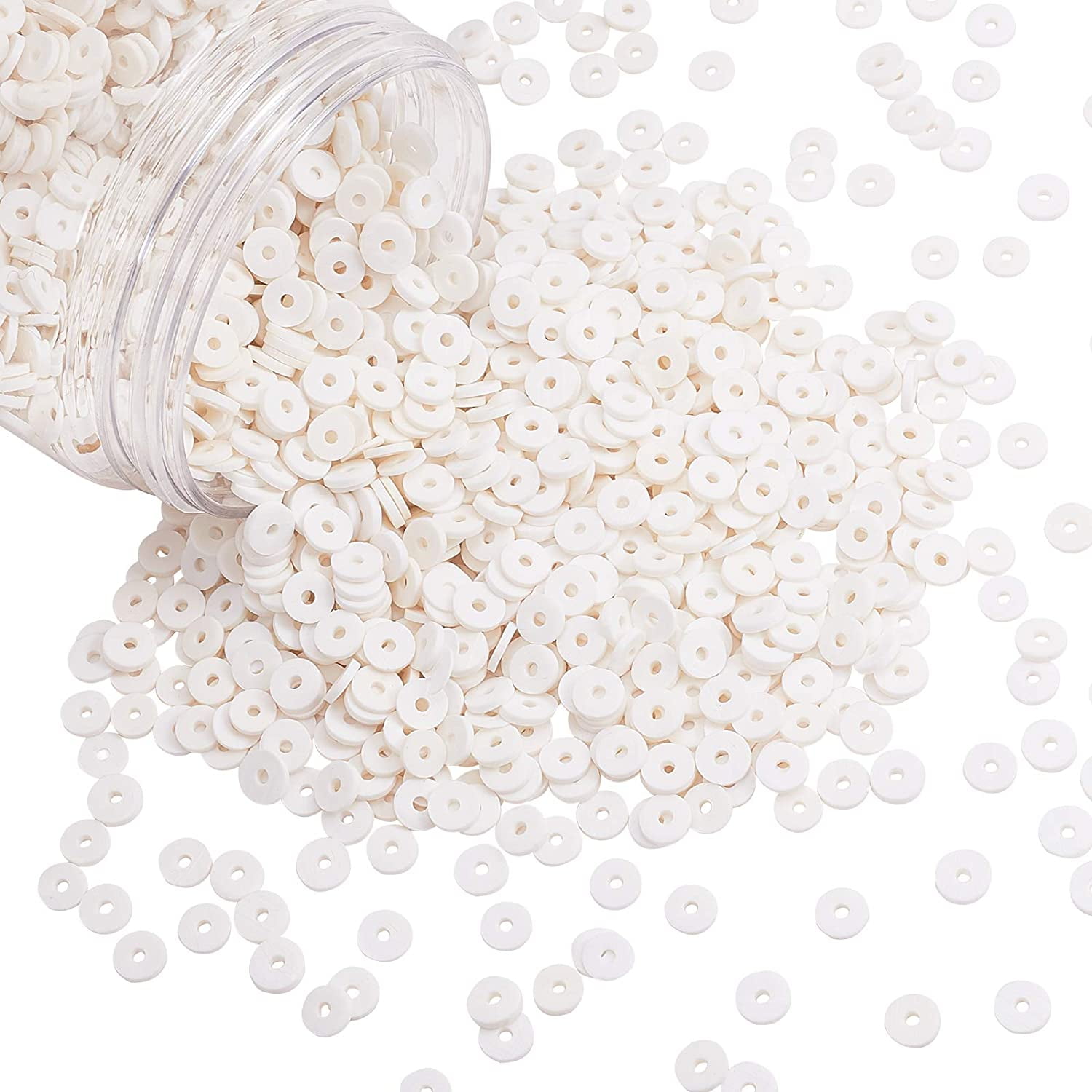 BEEFLYING 10 Strands White Clay Beads for Bracelets Making Disc