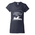 thumbnail image 2 of Missed Your Call Fishing Line Joke Fishing Womenâ€™s Standard V-Neck Tee, Navy, Medium, 2 of 3