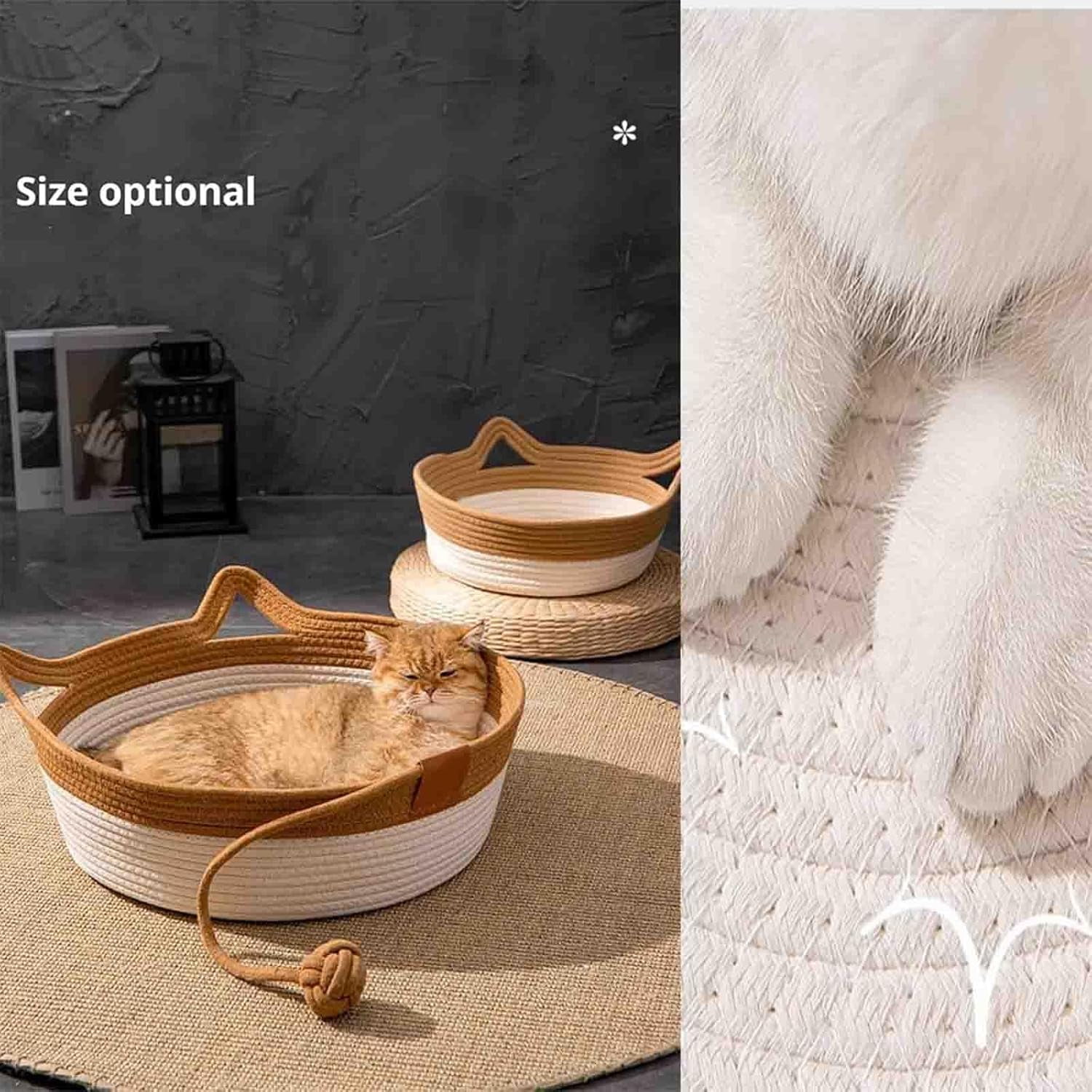 2026 New Basket for Cats with Durable Cotton Rope Weave, Lightweight All-Season Indoor Comfort and Secure Nesting Design for Relaxed Lounging