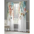 thumbnail image 4 of Summer Coastal Sheer Curtains 84 Inch Long 2 Panels, Coral Seaweed Shell Starfish Fish Nautical Light Filtering Rod Pocket Semi Sheer Curtains, Sheer Voile Drapes for Living Room Bedroom, 52"x84", 4 of 5