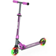 Gotrax KX6 Foldable Kick Scooter for Kid Age 5-10, 3 Adjustable Heights and 6" PU Flash Wheel and High Precision ABEC-7 Wheel Bearing, Aluminum Alloy Frame and Max Load 176lbs for boy and Girl Purple