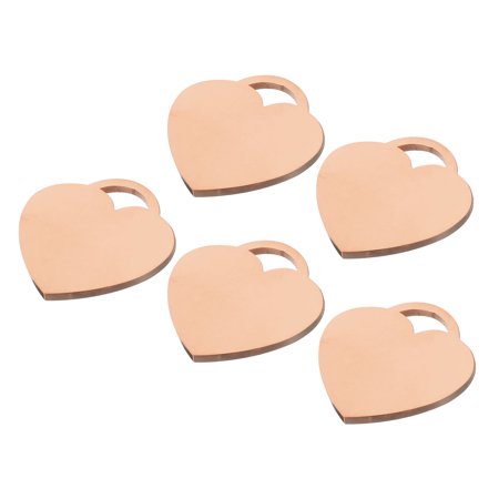 5Pcs Heart Side Pendants Bracelet Rose Gold Stainless Steel Blank Tag for DIY Crafts Jewelry Making