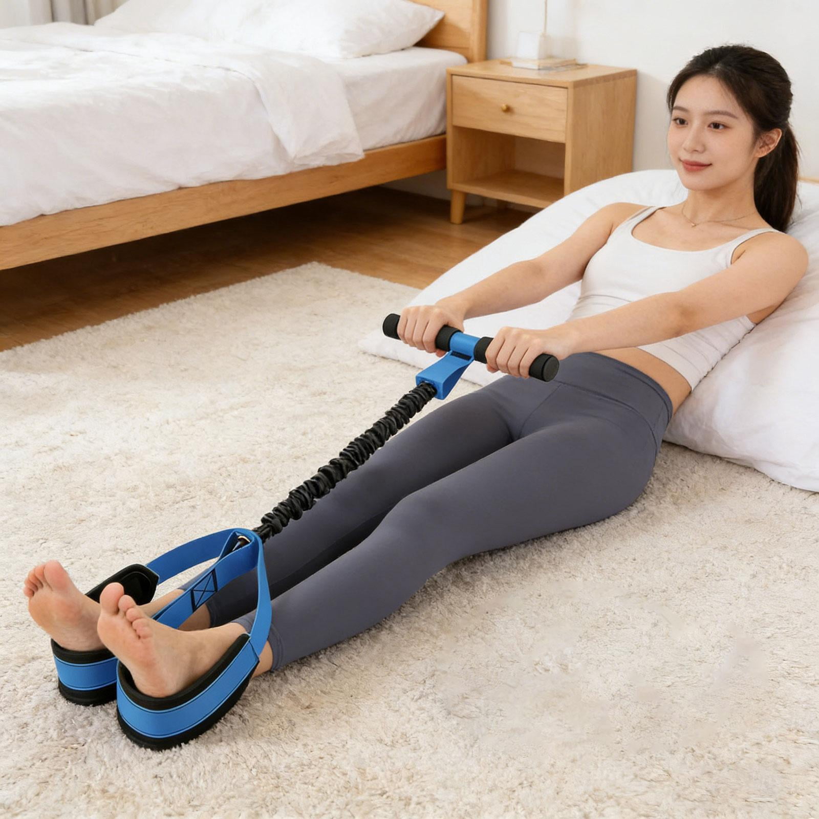 Dualoai Pedal Resistance Band with Handle Training Workout Pull Rope Sit up Exercise Blue