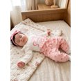 thumbnail image 3 of RUINIXCW Nebworn Baby Girl Daddy's Girl Outfit Infant Baby Girl Spring Winter Clothes Long Sleeve Bow Embroidery Romper and Belted Pants Headband Set, 3 of 9