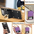 thumbnail image 6 of Fashion Ring Holder Case Compatible for Samsung Galaxy Z Flip 4 5g Case 2022, Shockproof PU Leather Cover Hand Strap Protective Stand Flip Phone Case for Samsung Flip 4 Case, 6 of 7