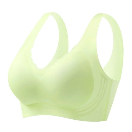 Cavosen Push up Bras for Women Without Underwire Ice Silk Seamless Everyday Bras Wireless Beautiful Back Solid Bralette Oversized Thin Padded Fixed Cup Breathable Underwear