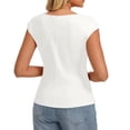 thumbnail image 6 of Womens Twist Front Cap Sleeve Tops Crew Neck Slim Fit Dressy Casual Blouses Business Office Work Fashion Shirts Elegant 2026 Summer, #01 White, M, 6 of 6
