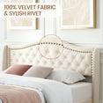 thumbnail image 4 of GymChoice Queen Size Upholstered Platform Bed Frame with Tall Headboard,Luxurious Velvet Button Tufted and Nailhead Trim Wingback,Arched Footboard,Sturdy Wooden Slats,Noise-Free,No Box Spring Needed, 4 of 9