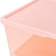 thumbnail image 6 of Your Zone Kids Large Tinted Clear Plastic Stacking Storage Bin with Lid, Pink, 12 in x 12.4 in x 9.4 in, 6 of 9