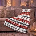 thumbnail image 6 of Nordic Fair Isle Holiday Pattern Evergreen Trees Snowflakes, Festive Holiday Scene, Warm Flannel Blanket for Living Room and Reading Nook, Art Lovers Friendship Gift, Festive Home Decor, 6 of 9