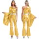 thumbnail image 3 of Traje de baile de Jazz Hippie Disco de los años 70 para mujer, disfraz de Cosplay, mono individual de manga larga, parte inferior acampanada metálica brillante, 3 of 5