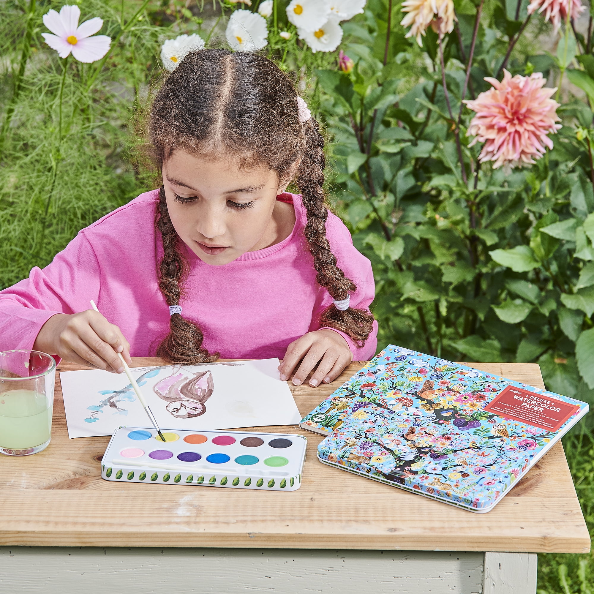 eeBoo: Tree of Life 12 Watercolors - Paint Set w/ High Quality Brush, Beautiful Design Tin Box, 12 Vibrant Colors, Kids Art Supplies, Ages 3+