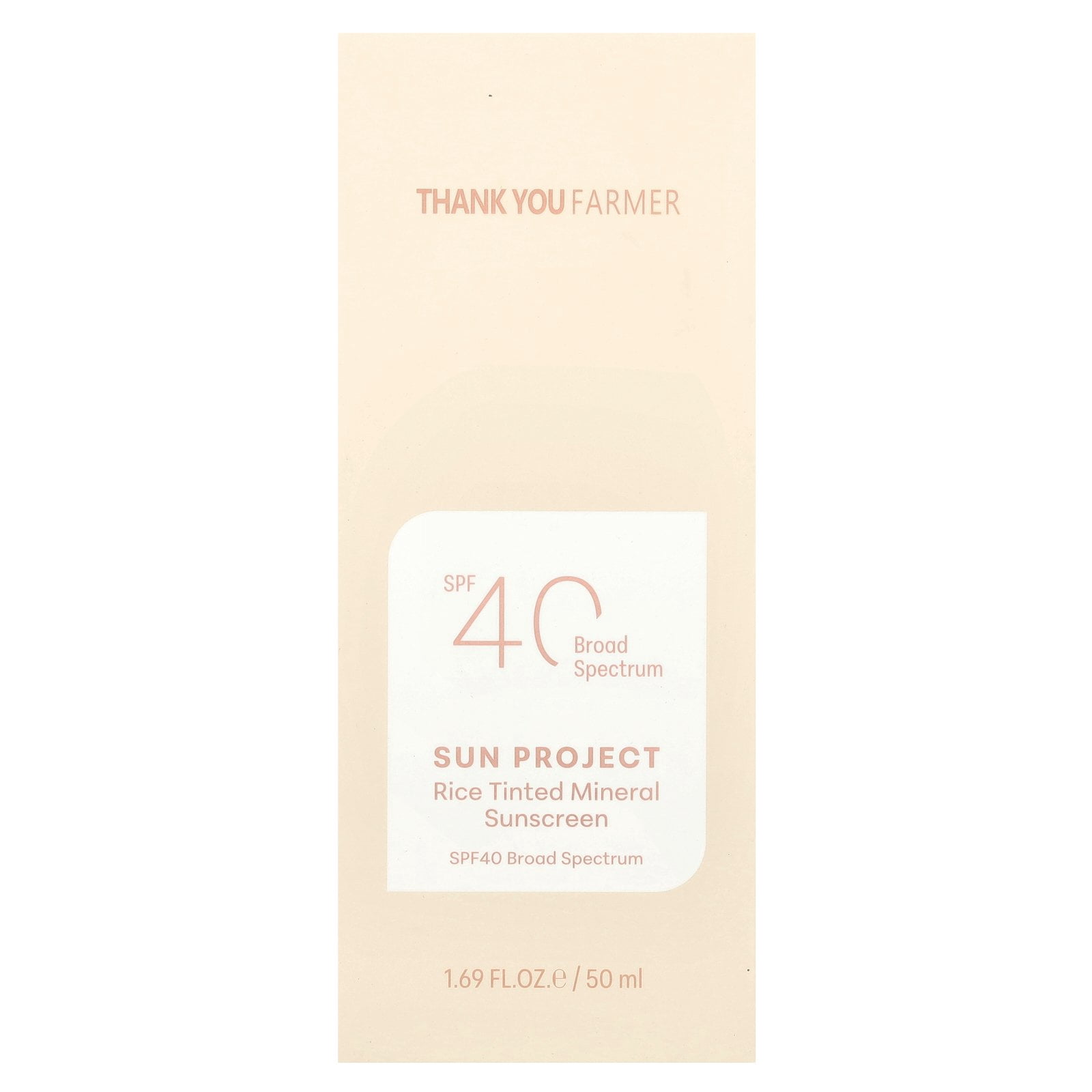 Thank You Farmer Sun Project, Rice Tinted Mineral Sunscreen, SPF40, 1.69 fl oz (50 ml)