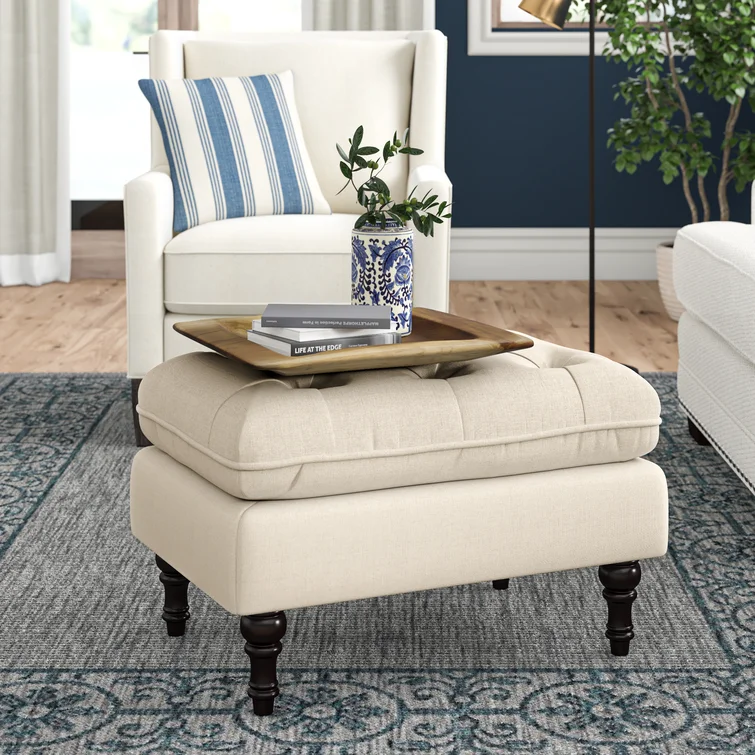 EUROCO Ottoman with Pillow,28.5 x18 Inches Ottoman with Solid Wood Leg or Living Room, Bedroom, Kids Room