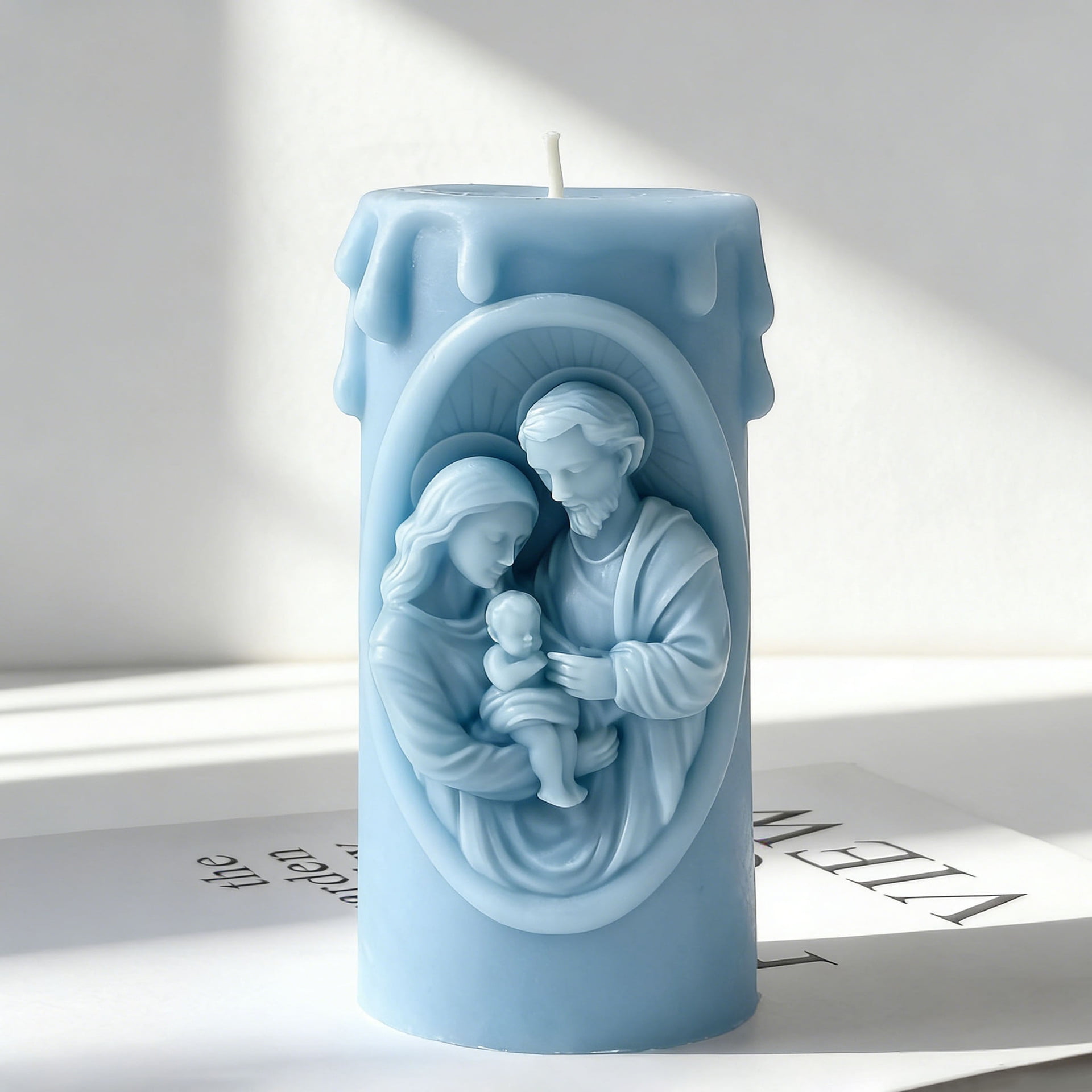 1PCS Jesus Cylinder Candle Mold, 1PCS the Holy Mother and Father Holding the Child Cylinder Candle Mold，1PCS Mary Cylinder Candle Mold for Candle Making Aromatherapy Gypsum Candles Polymer Clay Craft