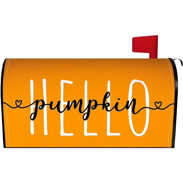 Fall Mailbox Cover 21x18 Inch, Hello Pumpkin Post Letter Box Covers, Autumn Harvest Thanksgiving Magnetic Waterproof Mail Wraps for Outdoor Yard Garden Standard Mailbox Decor