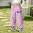 thumbnail image 3 of Girls Grey Sweatpants Preppy Clothes For Girls 10-12 Cute Bow Print Joggers for Girls, Lightweight Baggy Sweatpants with Drawstring Waist & Pockets, 3 of 5