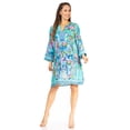 thumbnail image 5 of Sakkas Rosa Women's Boho Casual Long Sleeve Floral Tunic Dress Cover Up Midi Top - 569-Turq - S/M, 5 of 5