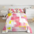 thumbnail image 2 of Manfei Modern Abstract Art Queen Comforter Set,Oil Painting Bedding Sets,Pink Yellow White Bedding Comforter Set For Girls,Breathable Home Decor Reversible,3 Pieces, 2 of 8