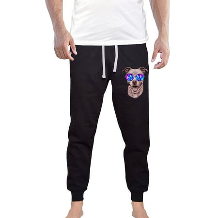 Men's Galaxy Glasses Pitbull KT B1299 Black Fleece Gym Jogger Sweatpants Small Black