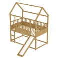 thumbnail image 5 of DreamBuck House Bunk Bed with Convertible Slide and Ladder, Wood Floor Bunk Bed Twin over Twin with Safety Guardrail, Natural, 5 of 8