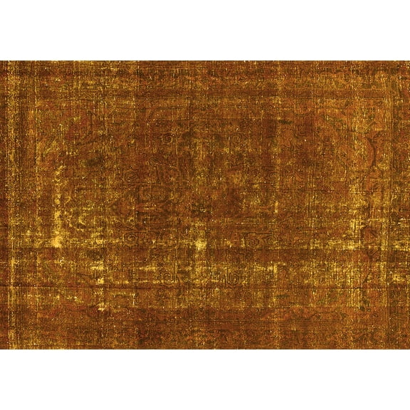 Ahgly Company Machine Washable Indoor Rectangle Persian Yellow Bohemian Area Rugs, 5' x 7'