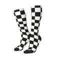 thumbnail image 2 of Fotbe Black and White Checkerboard print Women's Men's Novelty Crew Socks Cotton Socks Knee High Socks for Walking,Running,Nurses,Pregnancy, 2 of 9