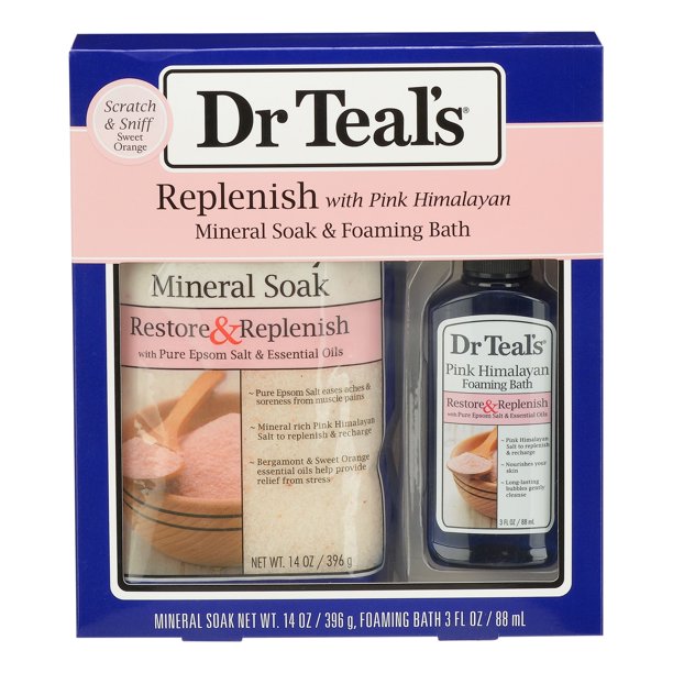 Dr Teal's Restore & Replenish Pink Himalayan Mineral Soak & Foaming Bubble Bath Set, 2 Pieces