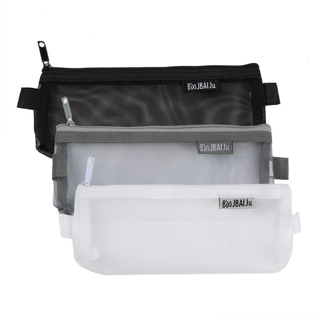 KAKOWELY 3pcs Zipper File Bags Organizer Mesh Zipper Pencil Case Storage Travel Holder Transparent Multipurpose Paper Document Pouches Student Stationery Office Bill Receive Bag,8.27"X3.54"X0.2"