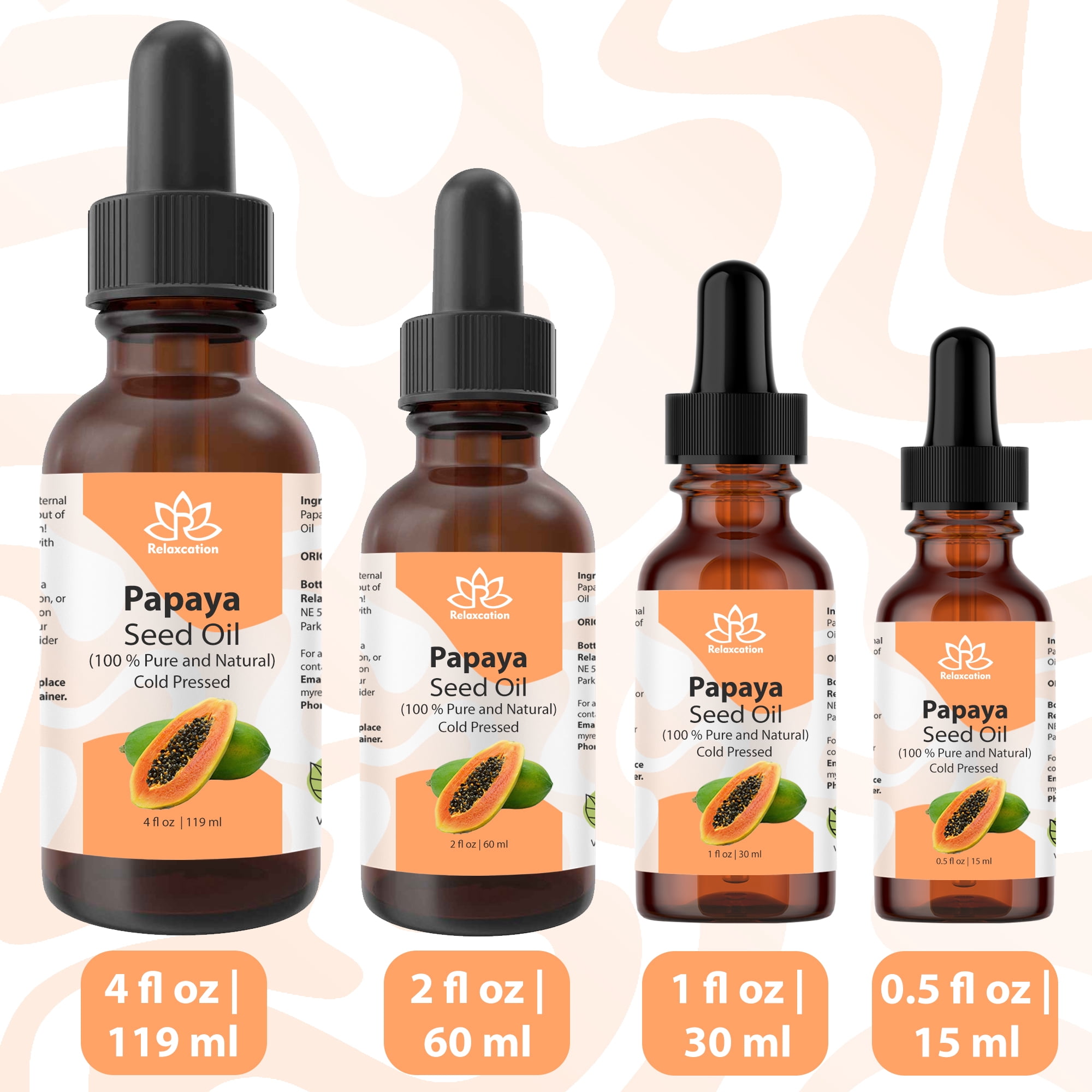 Papaya Seed Oil – 100% Pure Cold-Pressed Botanical Oil by Relaxcation | 4 fl oz