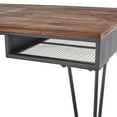 thumbnail image 6 of DecMode 51" x 29" Black Metal Double Sided Desk with Brown Wooden Tabletop and Drawers, 1-Piece, 6 of 12
