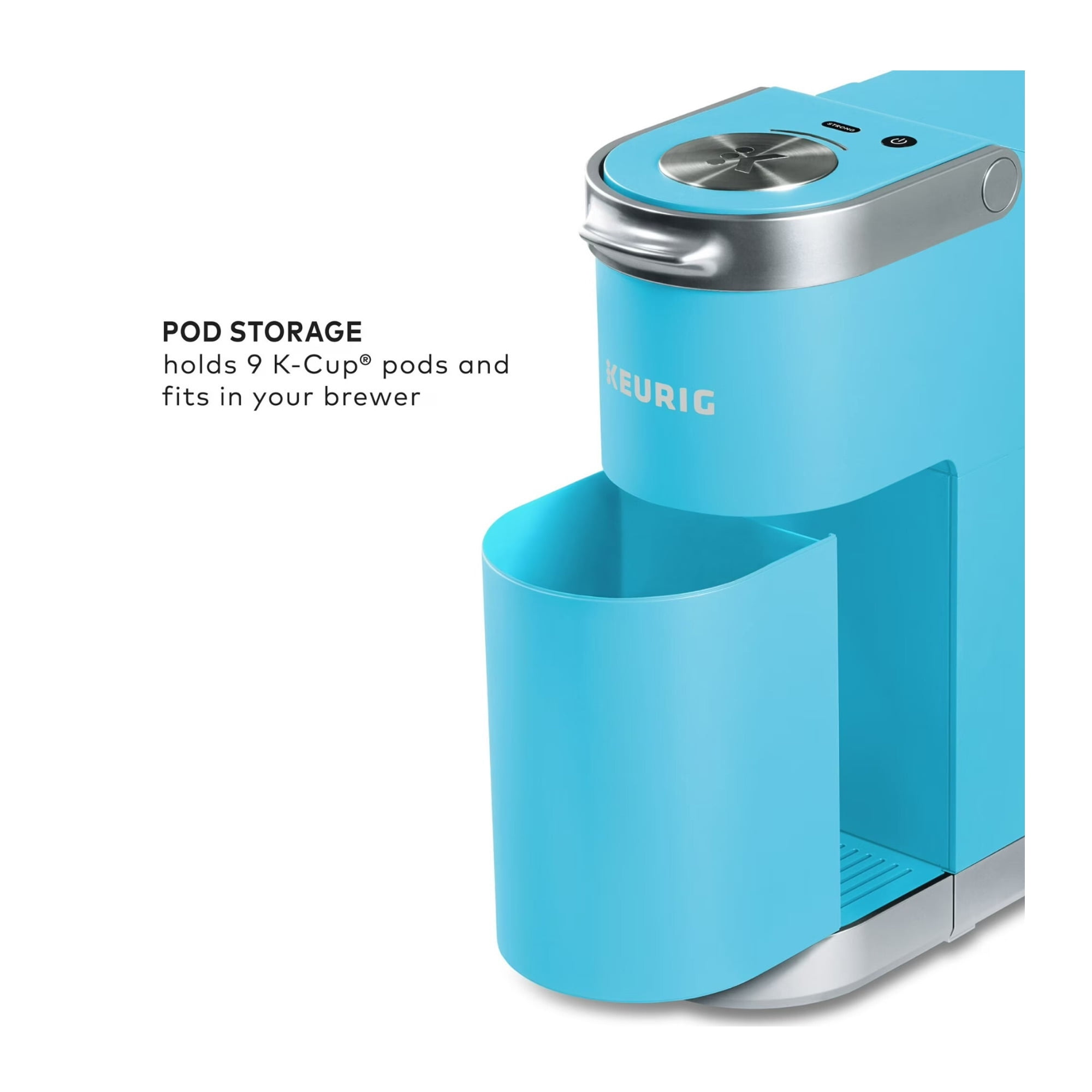 Restored Keurig K-Mini Plus Single Serve Coffee Maker with 6 to 12 Oz. Brew Size, K-Cup Pod Storage and Travel Mug Friendly (Cool Aqua, ) (Refurbished)