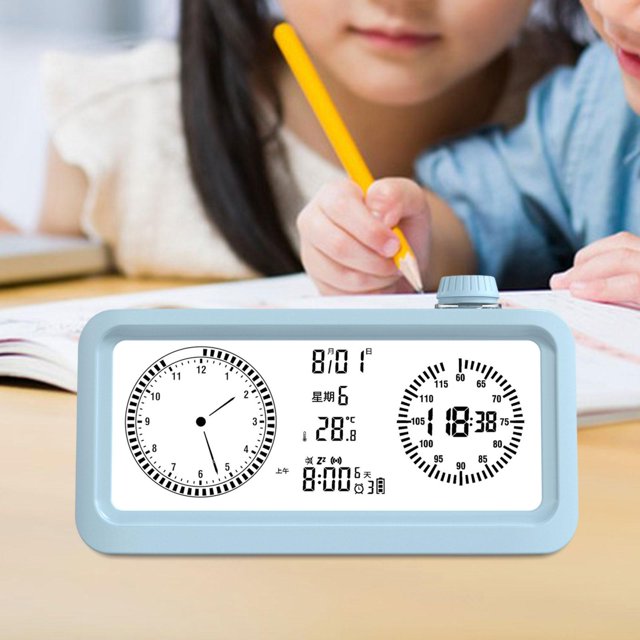 Despertador con temperatura versátil práctico reloj de temporizador ligero 3 niveles de brillo para la cama de escritorio de casas de dormitorio junto Azul