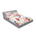 thumbnail image 2 of Ambesonne Colorful Fitted Sheet & Pillow Sham Set, Parrots Iris and Roses, Full, Multicolor, 2 of 2